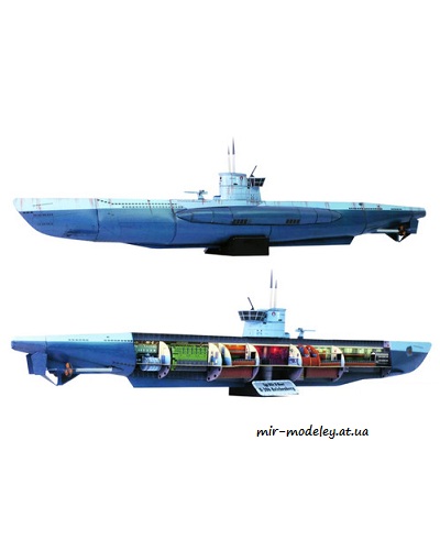 №8326 - Německá ponorka Typ VIIc U-206 Reichenberg (ABC 03/2023) из бумаги