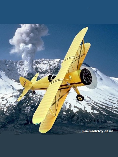 №10533 - Учебно-тренировочный, пилотажный самолет Boeing Stearman P-17 1942 г. (Bob's Card Models) из бумаги