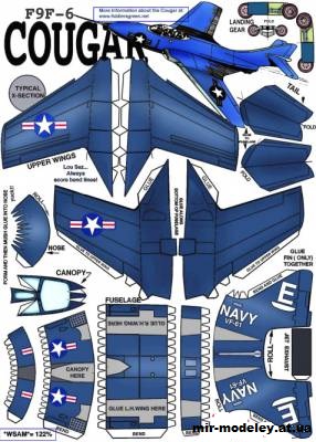 №10601 - Grumman F9F-6 Cougar (7 версий) [Fiddlers Green] из бумаги