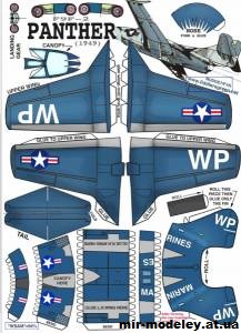 №10600 - Палубный истребитель Grumman F9F-2 Panther [Fiddlers Green] из бумаги