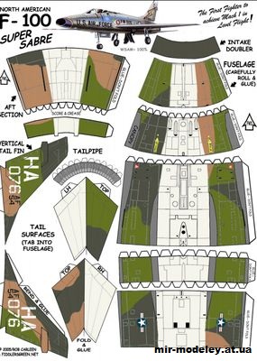 №10592 - North American F-100 Super Sabre (Fiddlers Green) из бумаги
