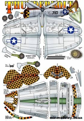 №10657 - Истребитель-бомбардировщик Republic P-47 Thunderbolt [Fiddlers Green] из бумаги