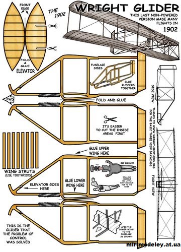 №10685 - Планер Wright 1902 Glider (Fiddlers Green) из бумаги