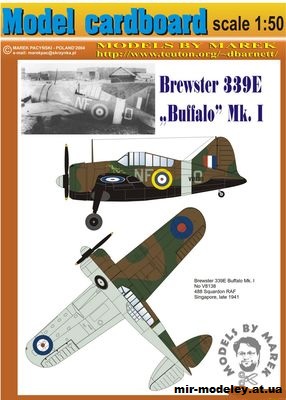 №10757 - Палубный истребитель Brewster 339E Buffalo Mk I (Model Cardboard) из бумаги