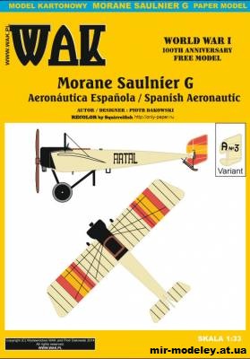 №11104 - Самолет-разведчик, истребитель Morane Saulnier G Aeronáutica Española / Spanish Aeronautic [Перекрас Wak E-001] из бумаги