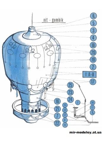 №11262 - Воздушный шар братьев Монгольфьеров / Balon Bratov Montgolfierov [Elektron-Zenit 1992-93-04] из бумаги