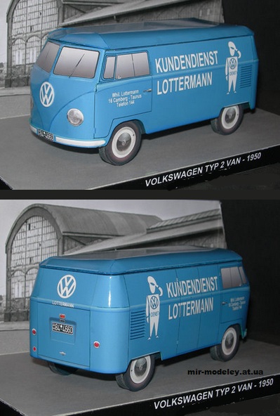 №11361 - Фургон Volkswagen typ 2 Panel Van 1950 (Paperdiorama) из бумаги