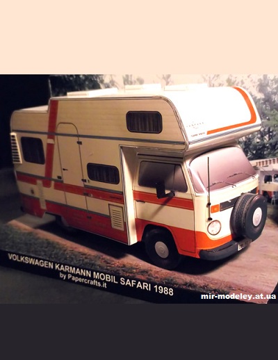 №11376 - Volkswagen T2 Karmann Mobil Safari (Paperdiorama) из бумаги