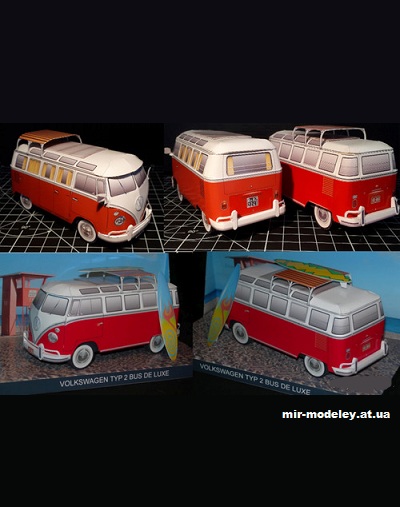 №11388 - Volkswagen Bus De Luxe 1964 (Paperdiorama) из бумаги