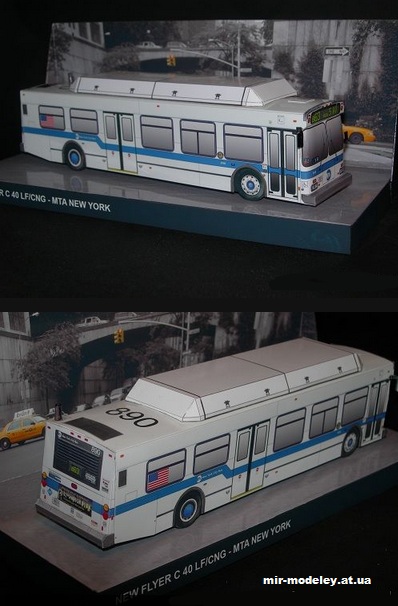 №11362 - Нью-Йоркский автобус New Flyer C 40 LF (Paperdiorama) из бумаги