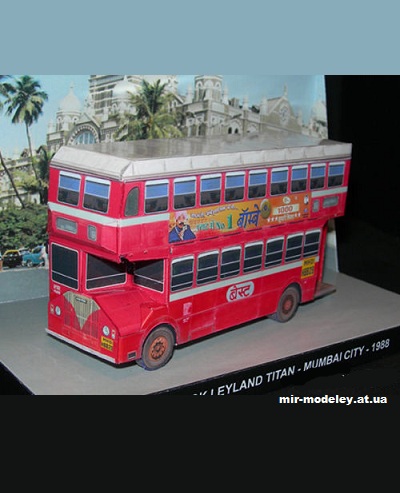 №11345 - Двухэтажный автобус Ashok Leyland Titan (Paperdiorama) из бумаги