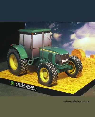 №11372 - Колесный трактор John Deere 6615 (PaperDiorama)из бумаги