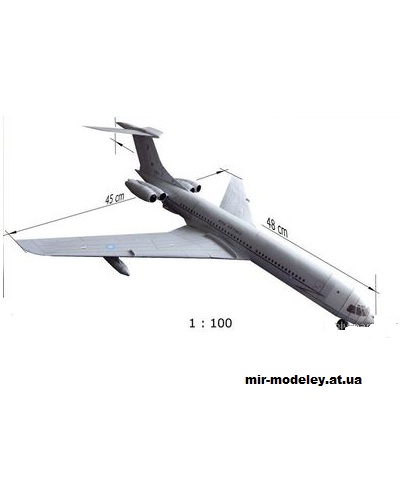 №11437 - Дальнемагистральный пассажирский авиалайнер Vickers VC-10 (Gahm) из бумаги