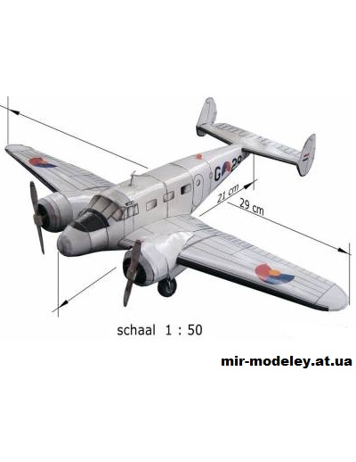 №11413 - Легкий пассажирский самолет Beechcraft D18S (Gahm) из бумаги