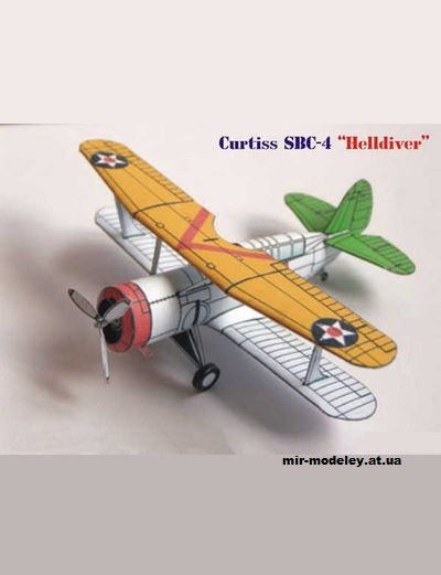 №11468 - Палубный разведчик-бомбардировщик Curtiss SBC-4 Helldiver (Kampfflieger + переработка Lief Ohlsson) из бумаги