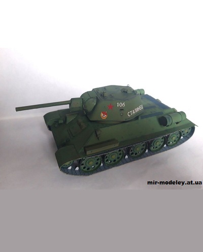 №11586 - T-34-76-model-1943 (Переработка модели от Bestpapermodels) из бумаги