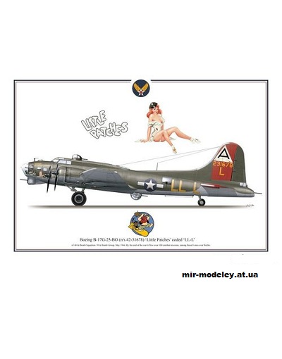 №11621 - Бомбардировщик Boeing B-17 Flying Fortress (Inwald card models) из бумаги