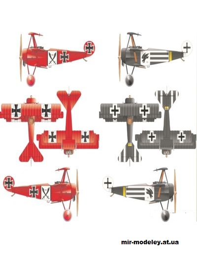 №11608 - Истребитель Fokker Dr I (Перекрас Digital Card Model) из бумаги