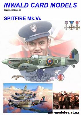 №11639 - Истребитель Spitfire Mk. Vb Яна Зумбаха (Перекрас Inwald Card Models) из бумаги