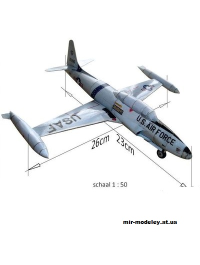 №11804 - Учебно-тренировочный самолет Lockheed T33 «Shooting Star» (Gahm) из бумаги