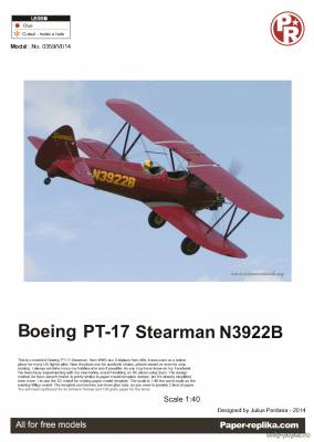№4193 - Boeing PT-17 Stearman N3922B [Paper-replika]