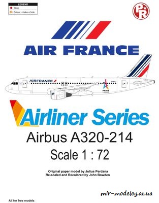 №4365 - Airbus A320-214 Air France Paris 2024 Olympics Marking (Переработка Paper-Replika) из бумаги
