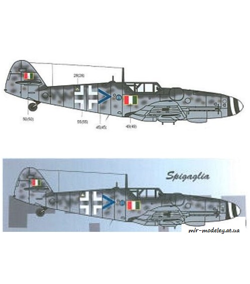 №6329 - Messerschmitt Bf-109G-6/R3 Giovanni Spigaglia (Перекрас ModelArt) из бумаги