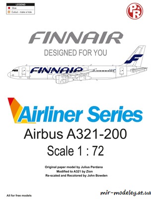 №4368 - Airbus A321-200 Finnair Airlines (Julius Perdana - John Bowden) из бумаги