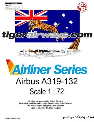 №4374 - Airbus A319-132 Tiger Airways (переработка Paper-Replika) из бумаги