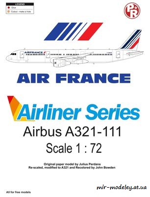 №4373 - Airbus A321-111 Air France (Переработка Paper-Replika) из бумаги
