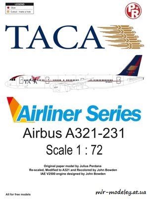 №4372 - Airbus A321-231 TACA (Переработка Paper-Replika) из бумаги