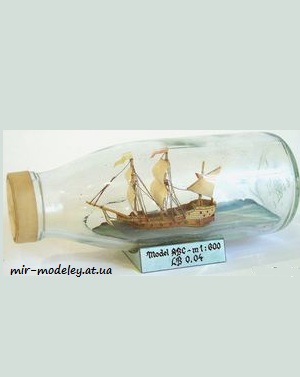 №6702 - Benatska Lod Pinasa / Корабль в бутылке (ABC 10/1987) из бумаги