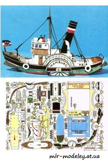 №7674 - Колесный пароход / Kolesovy Remorker (ABC 4/1999) из бумаги
