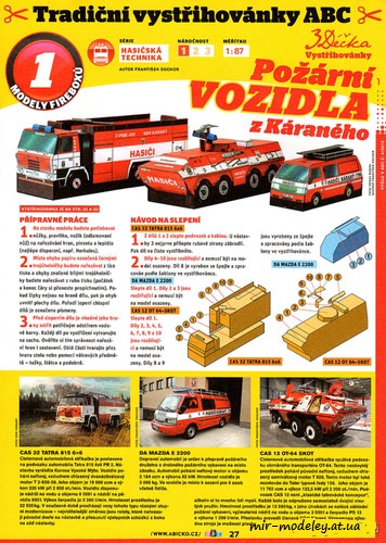 №8125 - Požární vozidla z Káraného - Cisternové automobilové stříkačky 32 Tatra 815 6x6 a 12 OT-64 SKOT i automobil Mazda E 2200 (ABC 06-201