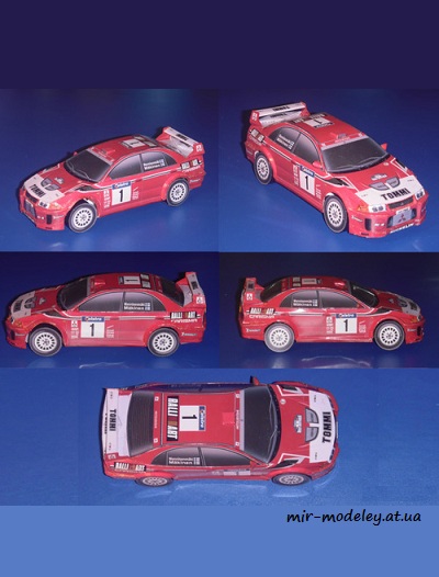 №8983 - Mitsubishi Lancer Evo V - Rally Australia 1999 #1 Tommi Mäkinen & #2 Freddy Loix (Перекрас Vimos 01) из бумаги