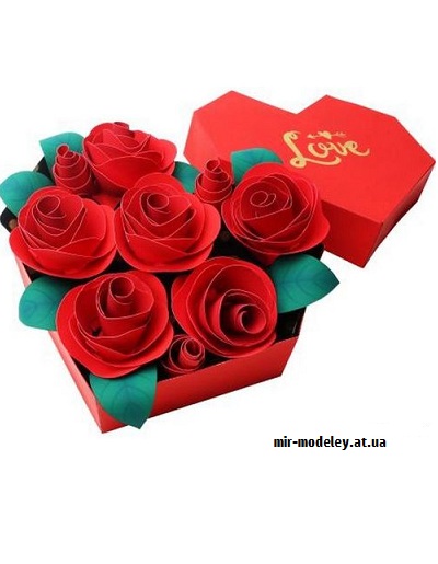 №9588 - Bouquet (Roses Heart-box) (Canon) из бумаги