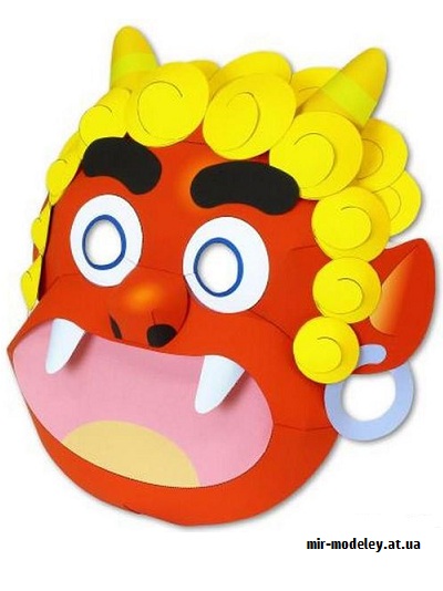 №9586 - 3-dimensional Mask Smiling Red Ogre (Canon) из бумаги