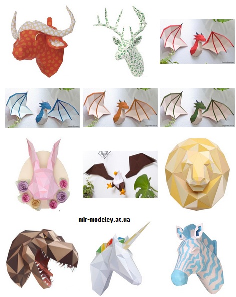 №9795 - Wall Decorations - Wall sculptures (12) - Набор декоративных скульптур 12 штук (Canon) из бумаги