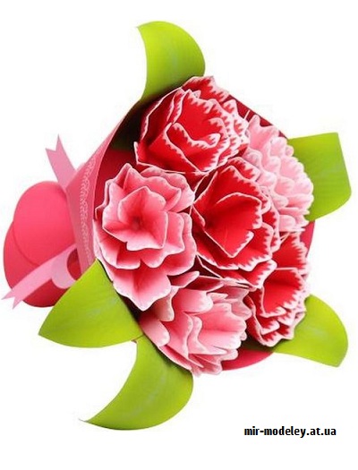 №9776 - Mini Bouquet (Carnations) - Мини букет цветов (Canon) из бумаги