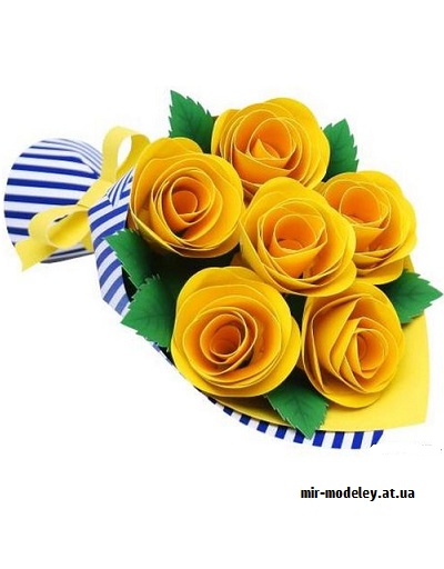 №9777 - Mini Bouquet (Roses) - Мини букет роз (Canon) из бумаги