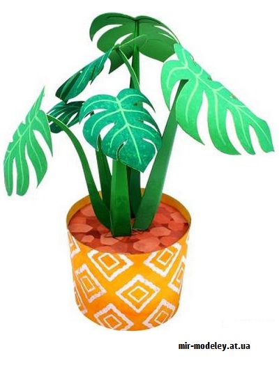 №9780 - Ornamental Plant Monstera - Цветы в горшке (Canon) из бумаги