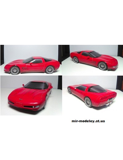 №10288 - Chevrolet Сorvette С5 1997 - 3 цвета корпуса с салоном (Hitoshi Shinozaki - Алексей Киржаев) из бумаги